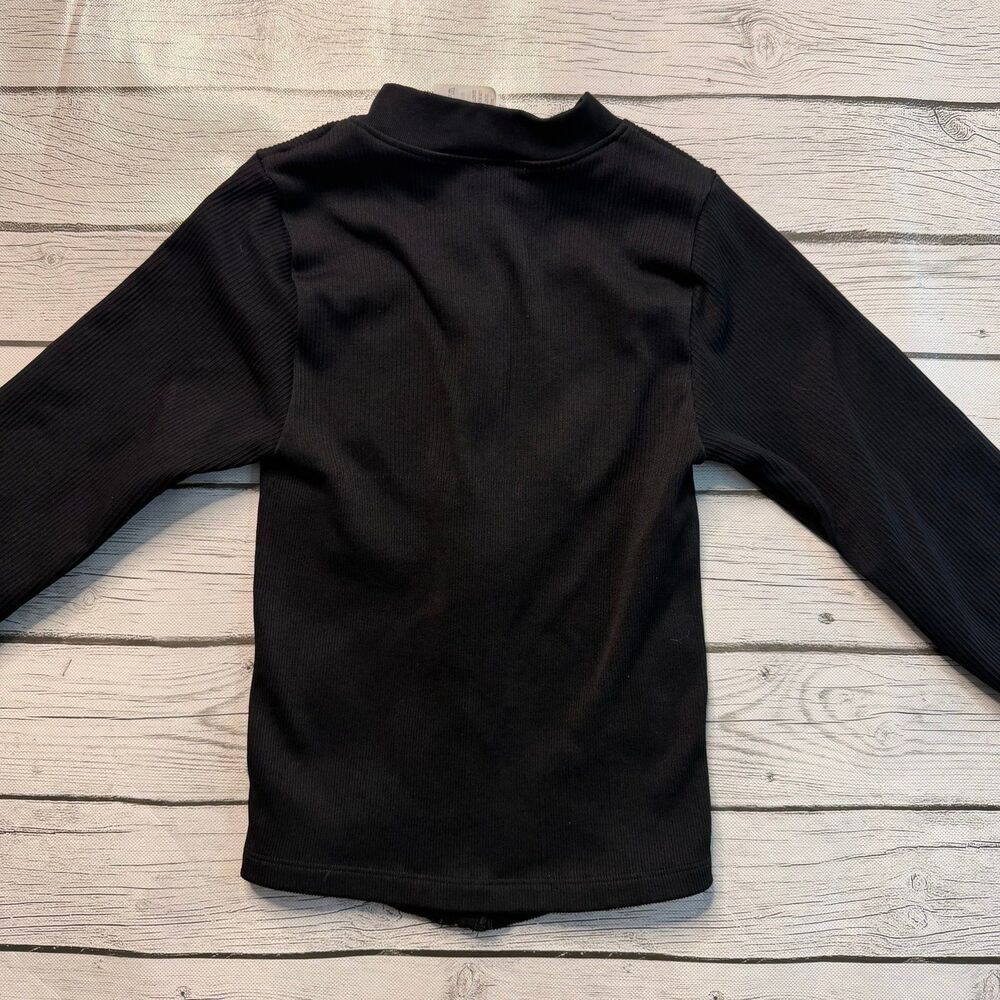 Ribbed Black Workout Zip-up Gym Jacket - Picture 6 of 6